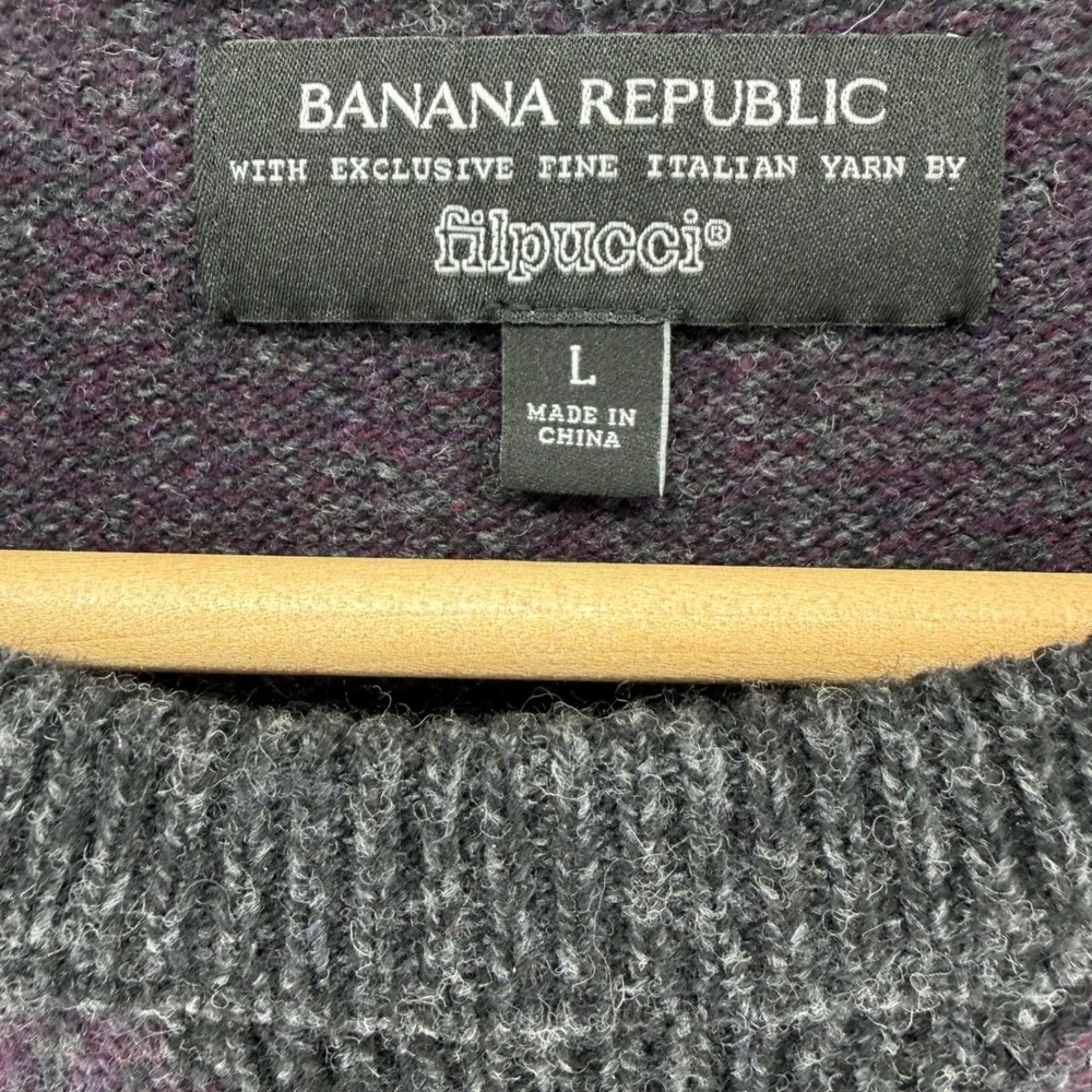 Banana Republic Merino Wool Filpucci Italian Yarn Sweater Purple Mens Large